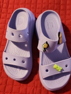 CROCS Lavender Slide Sandals with 3 Charms